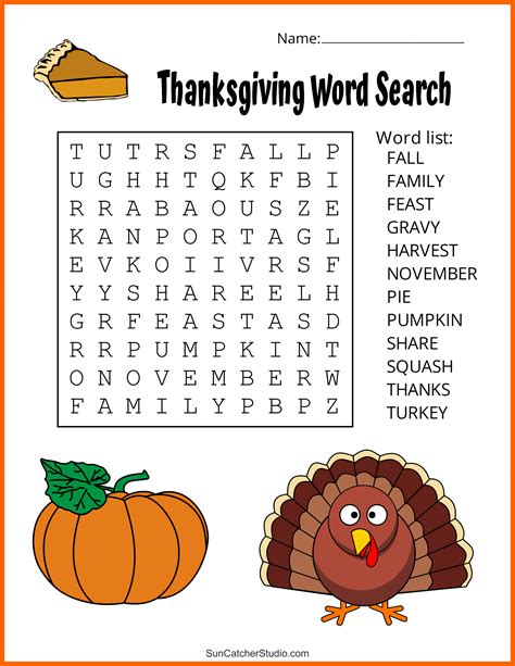 Printable Thanksgiving Word Search Puzzles