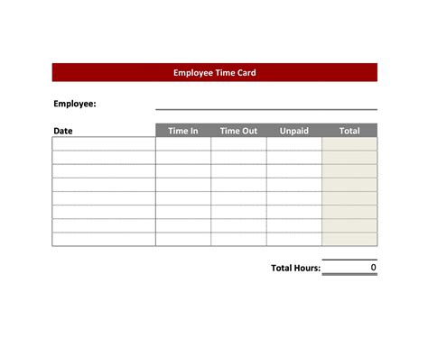 Printable Time Card Template