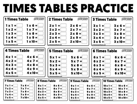 Printable Times Table Worksheets Free