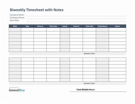 Printable Timesheets Bi Weekly