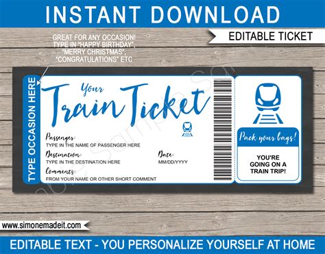 Printable Train Tickets