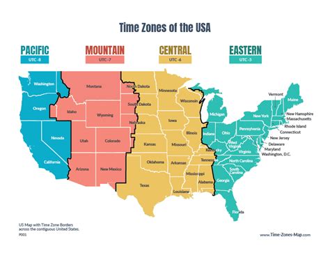 Printable Us Map With Time Zones And State Names