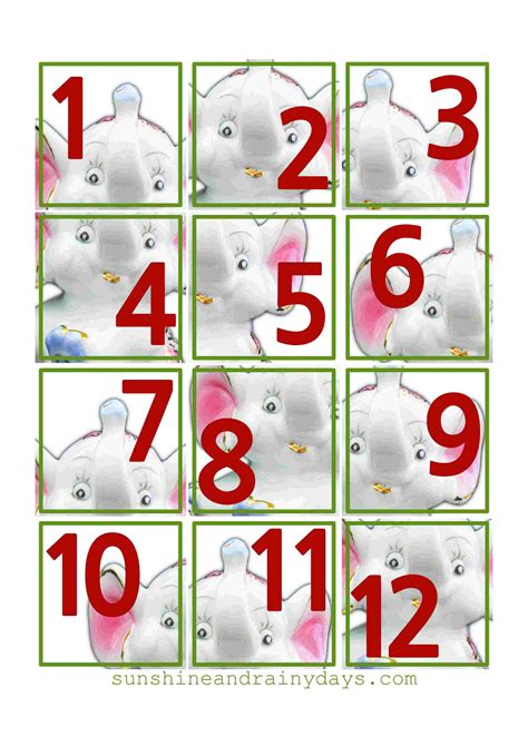 Printable White Elephant Numbers