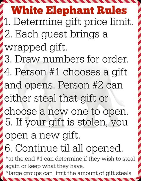 Printable White Elephant Rules