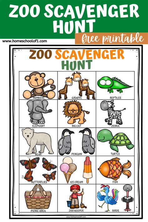 Printable Zoo Scavenger Hunt