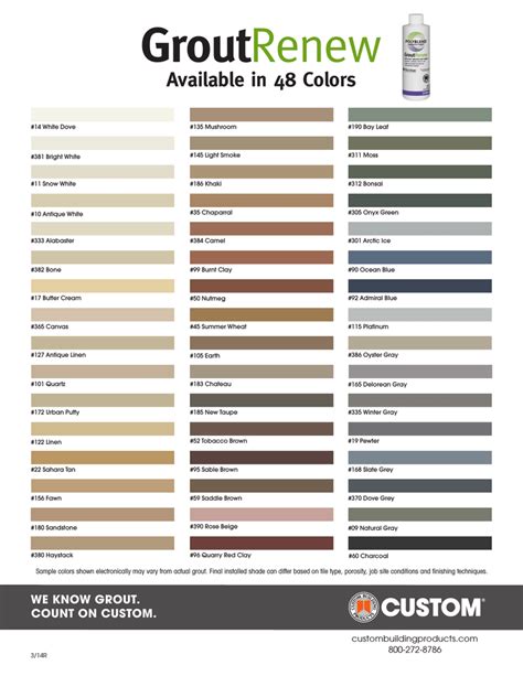Prism Grout Colors Chart