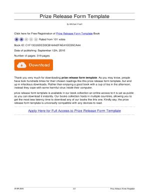 Prize Release Form Template Ebook Reader