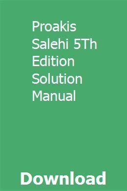 Proakis Salehi Solution Manual Epub