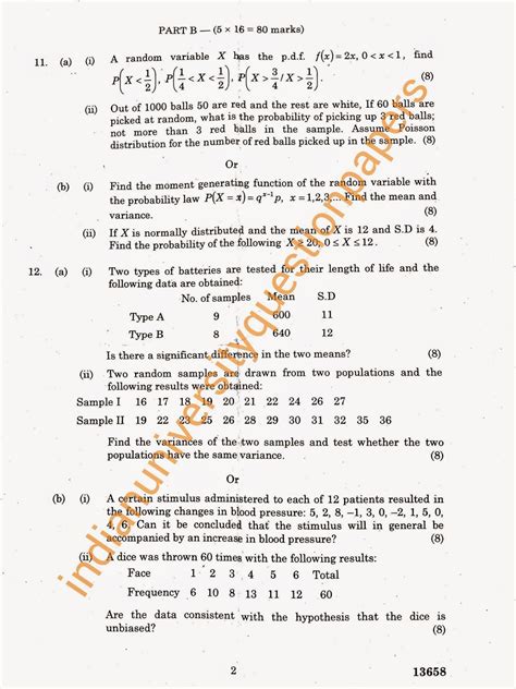 Probability And Statistics Question Paper Answers Doc