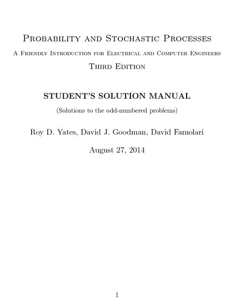 Probability And Stochastic Processes Yates Solution Manual Epub