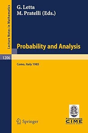 Probability and Analysis Held at Varenna (Como); Italy Epub