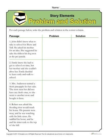 Problem Solution Activities 5th Grade Reader