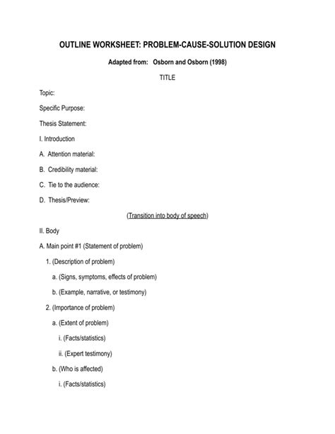 Problem Solution Outline Sample Doc