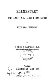 Problems in Chemical Arithmetic An Elementary Class Book... Epub