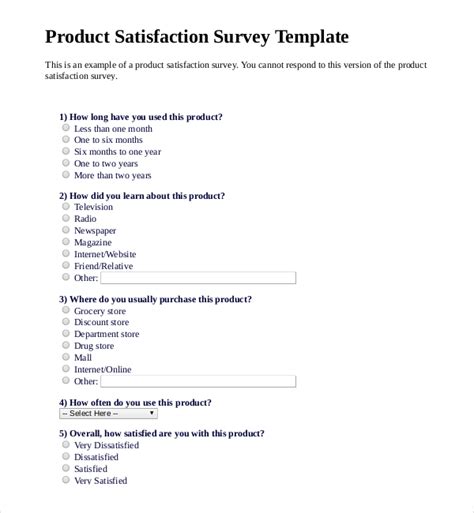 Product Feedback Survey Template