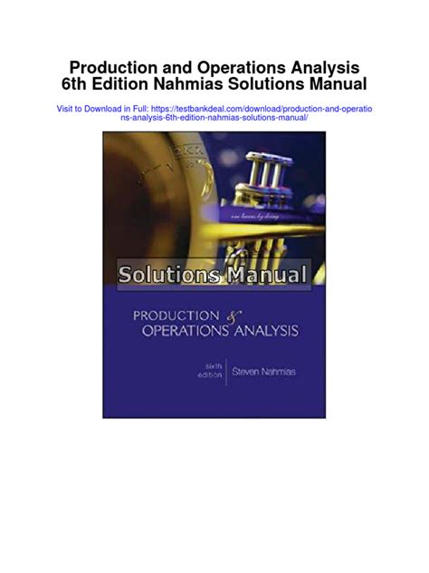 Production And Operations Analysis Sixth Edition Solutions Epub