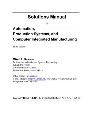 Production Automation And Cim Groover Solution Manual PDF