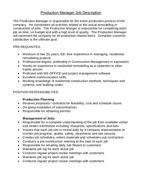 Production Manager Job Description: Manage 8 Key Areas Effectively