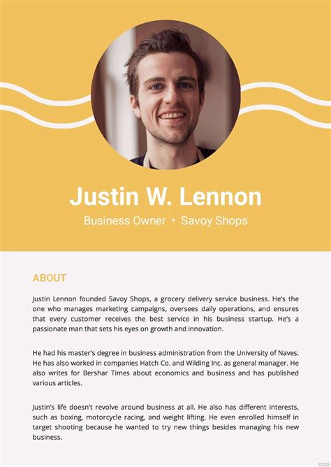 Professional Bio Template Word