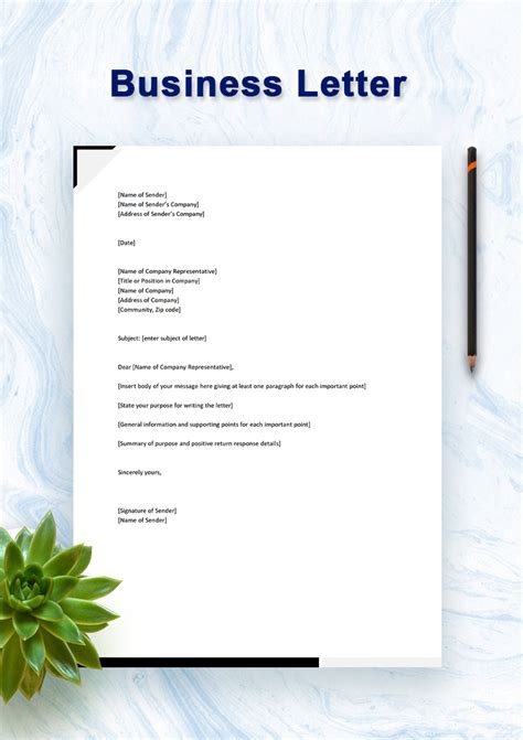 Professional Business Letter Format Template