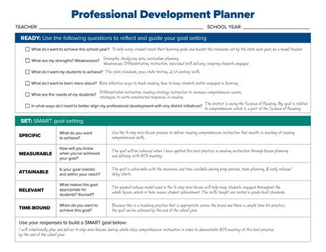 Professional Development Plan Template For Teachers