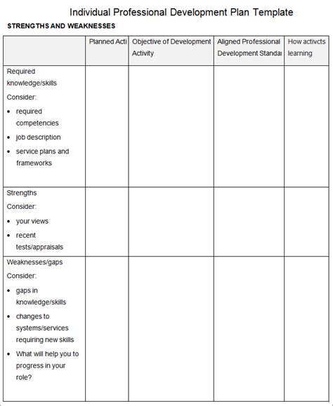 Professional Development Plan Template Word