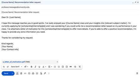 Professor Email Template