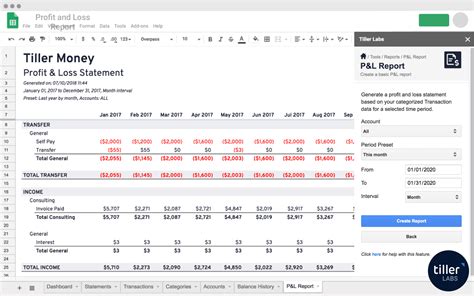 Profit And Loss Google Sheets Template