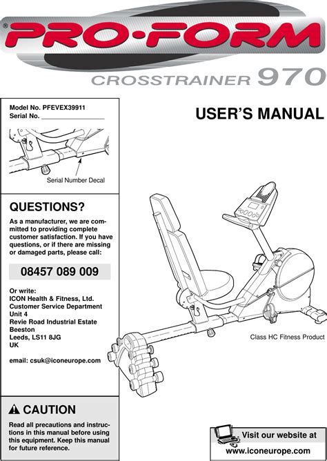 Proform Crosstrainer 970 Manual Ebook Reader