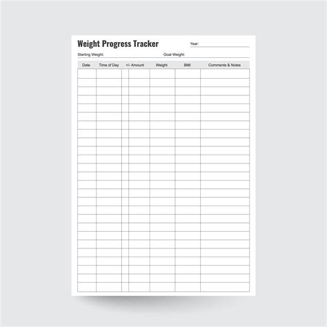 Progress Chart For Weight Loss