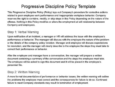 Progressive Discipline Policy Template