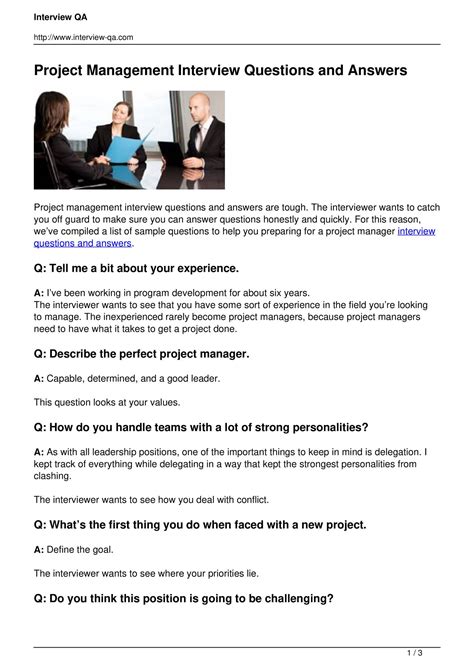 Project Interview Questions And Answers Doc