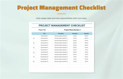 Project Management Checklist Template