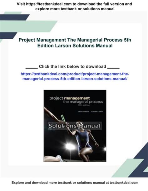 Project Management The Managerial Process 5th Edition Solution Manual Kindle Editon