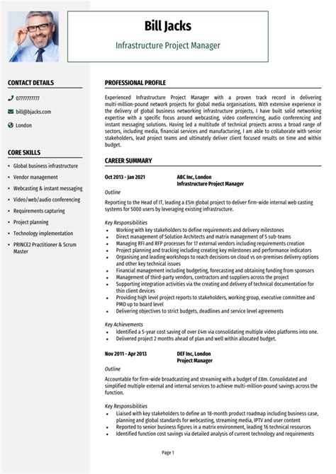 Project Manager Cv Template