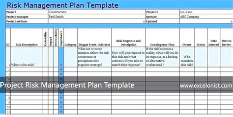 Project Risk Management Template