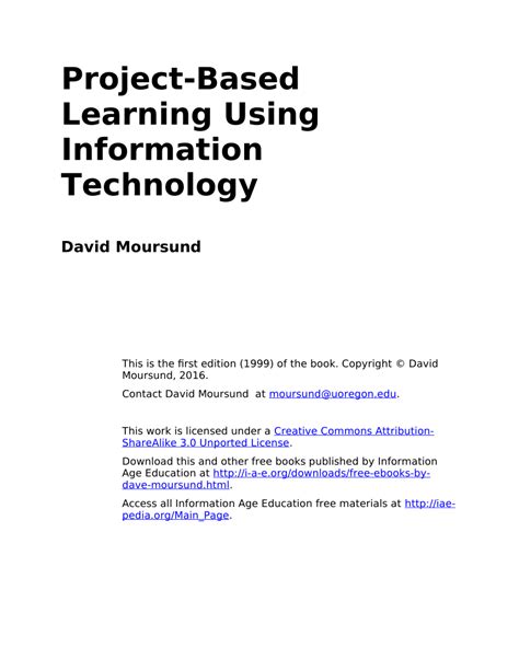 Project-Based Learning: Using Information Technology Reader