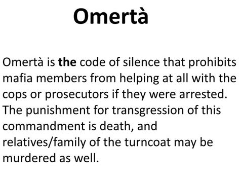 Prologue: The Unwritten Code of Omertà