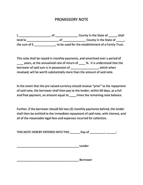 Promissory Note Word Template