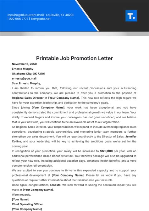 Promotion Letter Template