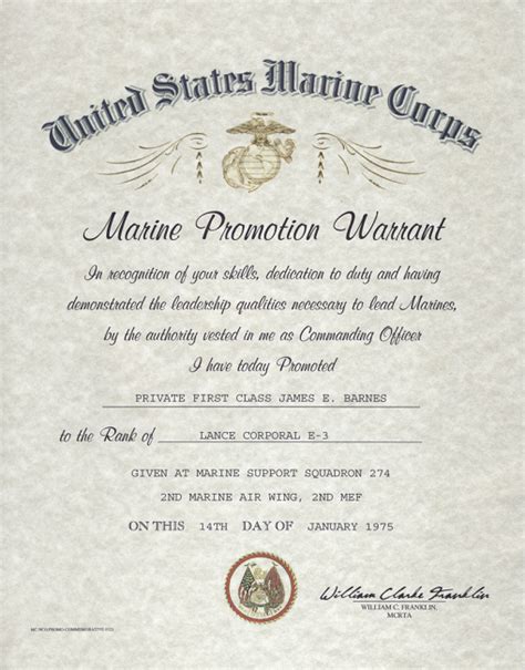 Promotion Warrant Usmc Template