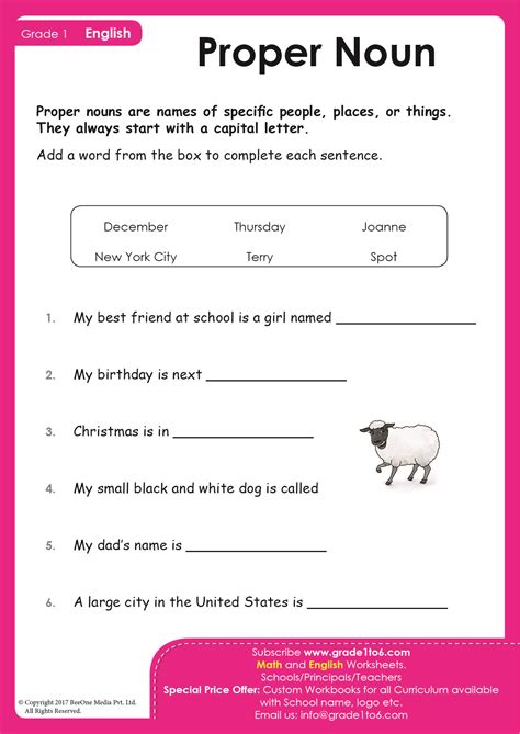 Proper Noun And Common Noun Worksheets For Grade 6 Ebook Epub