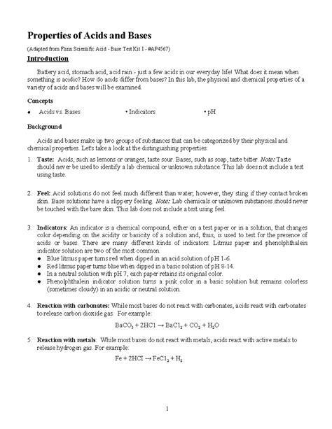 Properties Of Acids And Bases Lab 36 Answers PDF