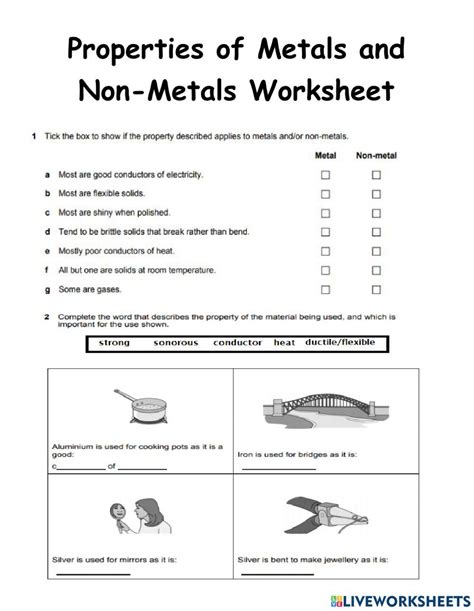 Properties Of Metals Nonmetals Worksheet Answers Kindle Editon