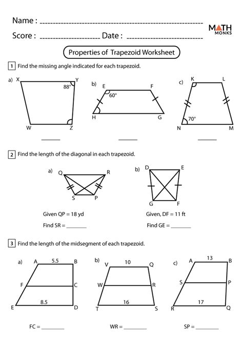 Properties Of Trapezoids Worksheet Answers Reader