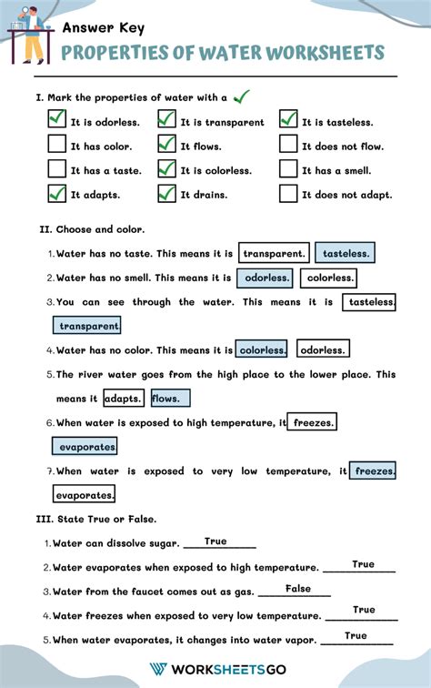 Properties Of Water Worksheet Answers PDF