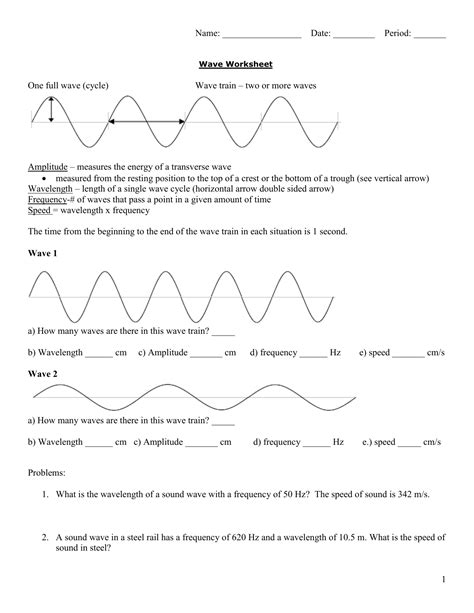 Properties Of Waves Worksheet Answers PDF