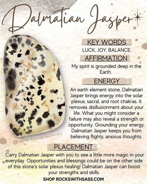 Properties of Jasper Dalmatian Stone