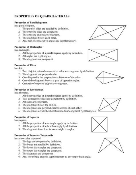 Properties of Quadrilaterals Practice Ebook PDF