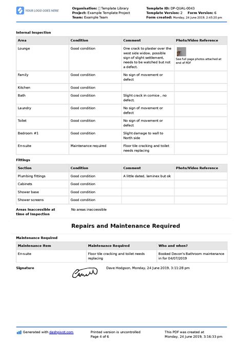 Property Inspection Report Template